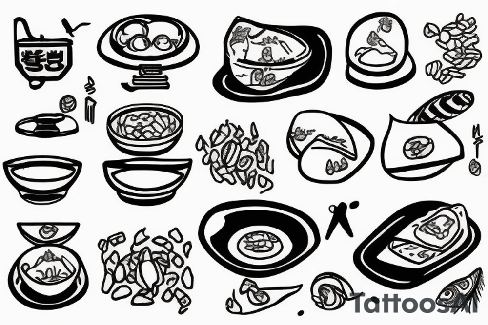 蛋炒饭, restaurant landcape in a rectangle shape. egg fried rice tattoo idea