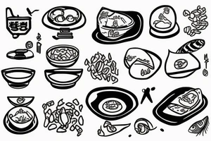 蛋炒饭, restaurant landcape in a rectangle shape. egg fried rice tattoo idea