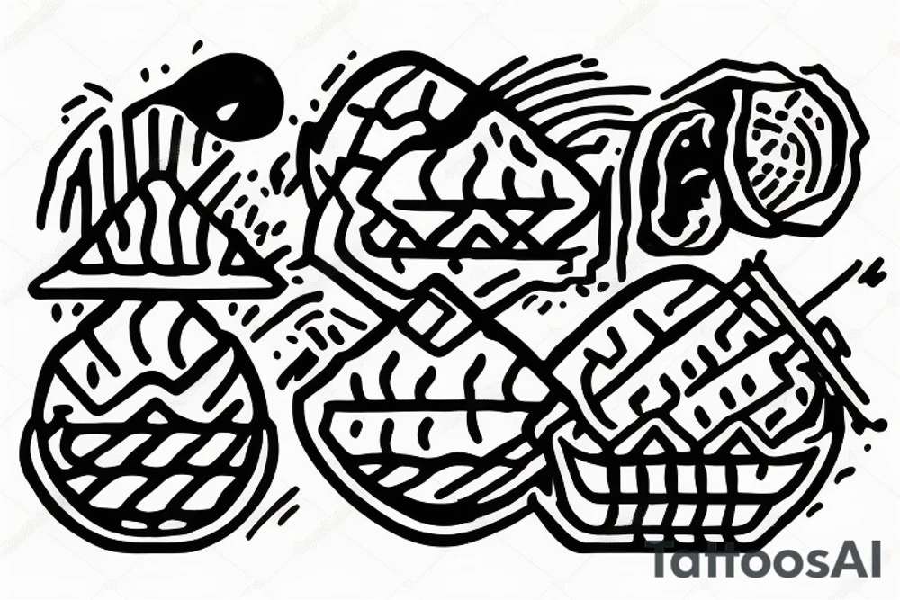 蛋炒饭, restaurant landcape in a rectangle shape. egg fried rice tattoo idea