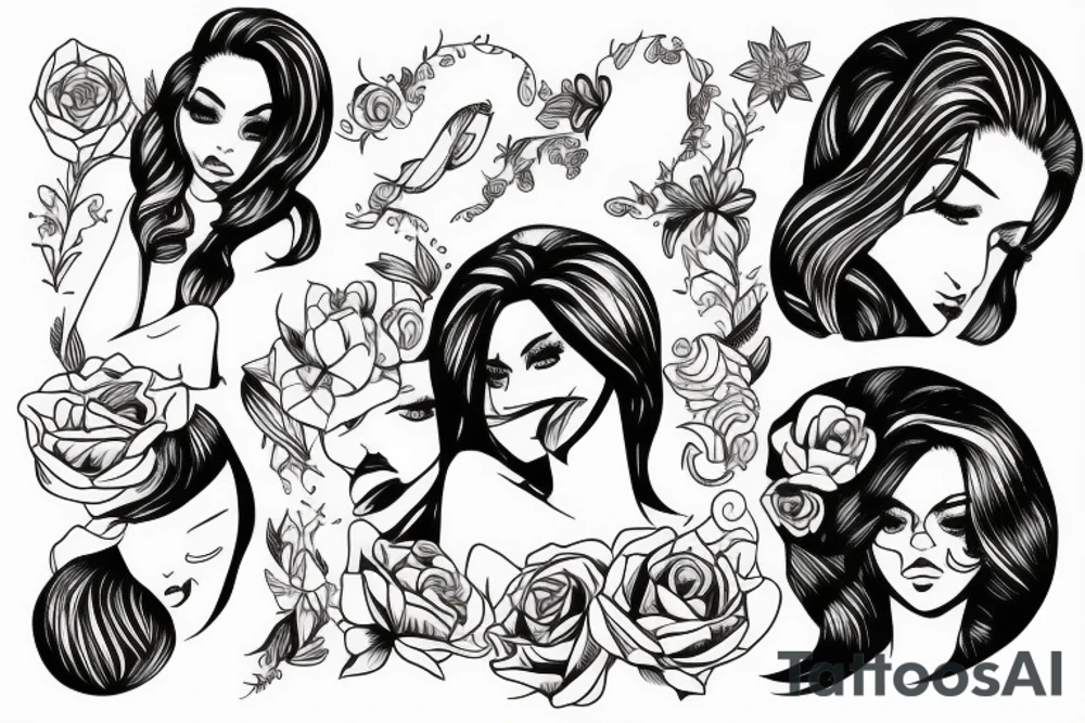 sunset and a girl tattoo idea