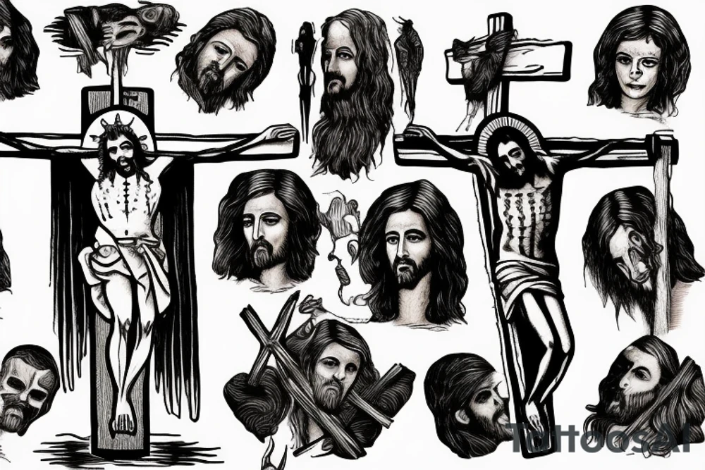 Jesus crucified with blood tattoo idea