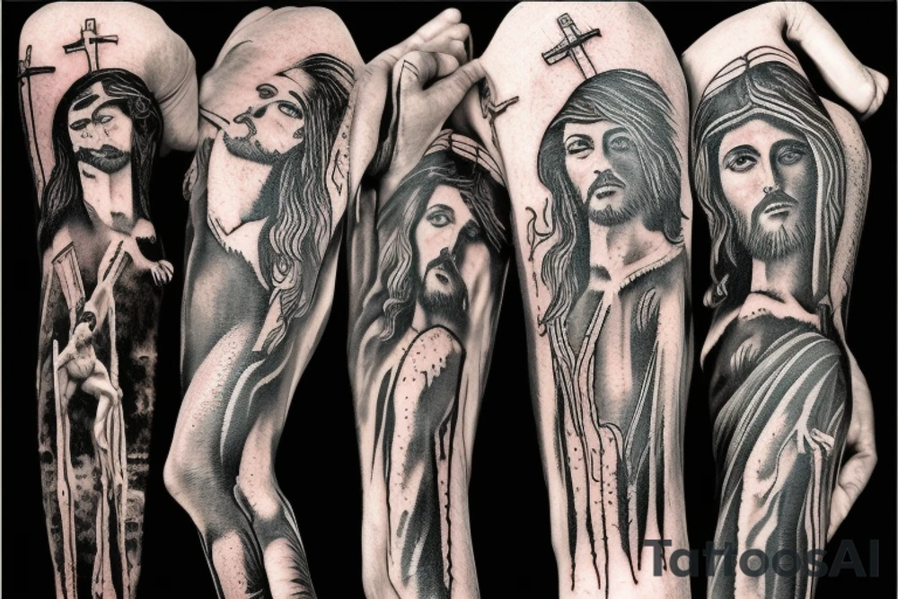 Jesus crucified with blood tattoo idea