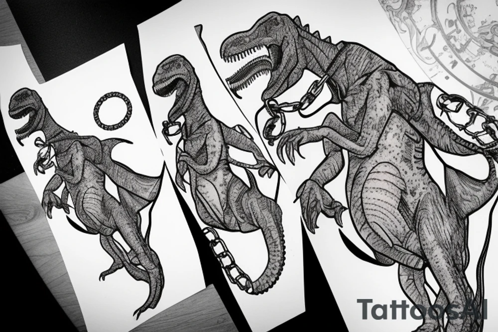 rex dinosaur with a chain around his neck that rips off his skin tattoo idea rex dinosaur with a chain around his neck that rips off his skin tattoo idea