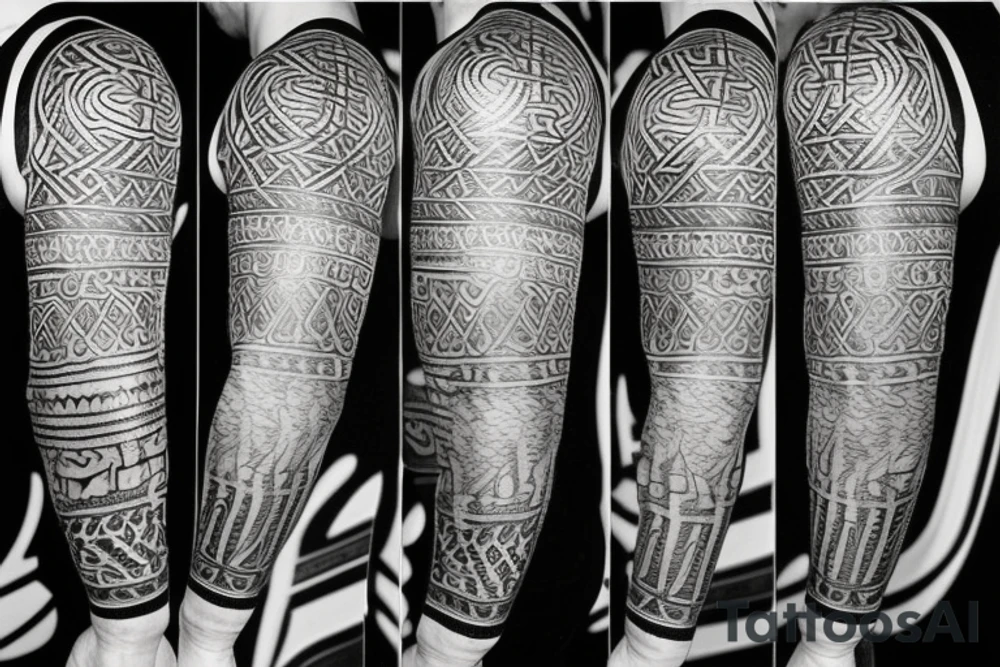 Viking tattoo on arm with runes and tree of life tattoo idea