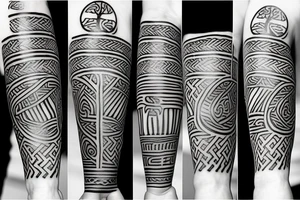 Viking tattoo on arm with runes and tree of life tattoo idea