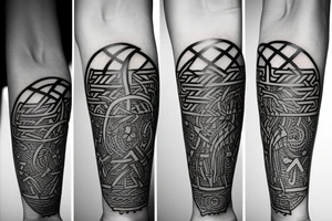 Viking tattoo on arm with runes and tree of life tattoo idea