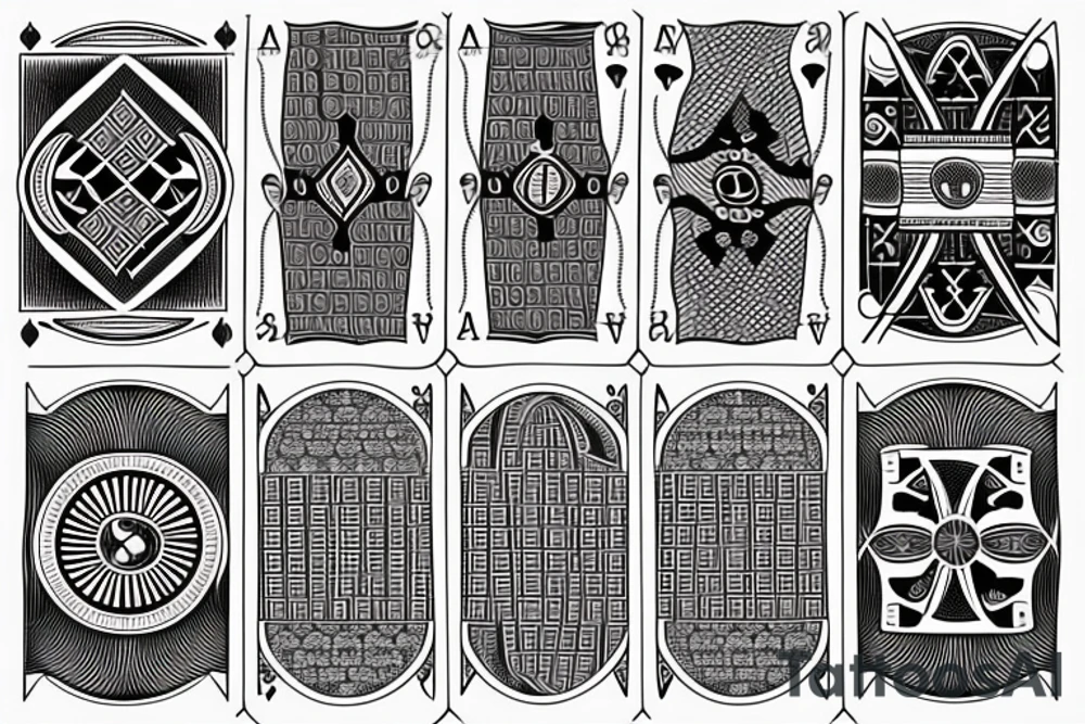draw a minimalistic tattoo desgin of two playing cards tattoo idea