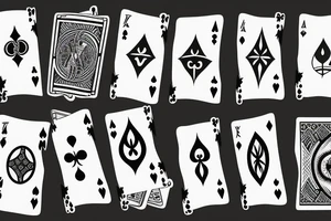 draw a minimalistic tattoo desgin of two playing cards tattoo idea
