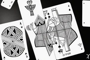 draw a minimalistic tattoo desgin of two playing cards tattoo idea