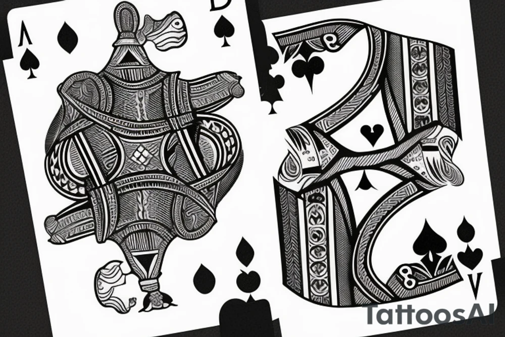 draw a tattoo desgin of two playing cards tattoo idea