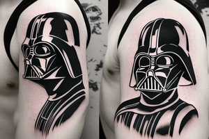 Darth vader helmet with half as a black cat tattoo idea