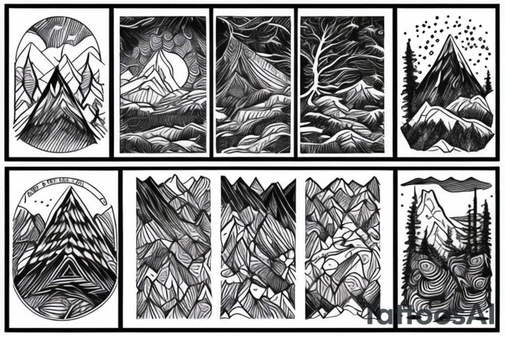 mountain with forest tattoo idea