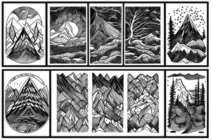 mountain with forest tattoo idea