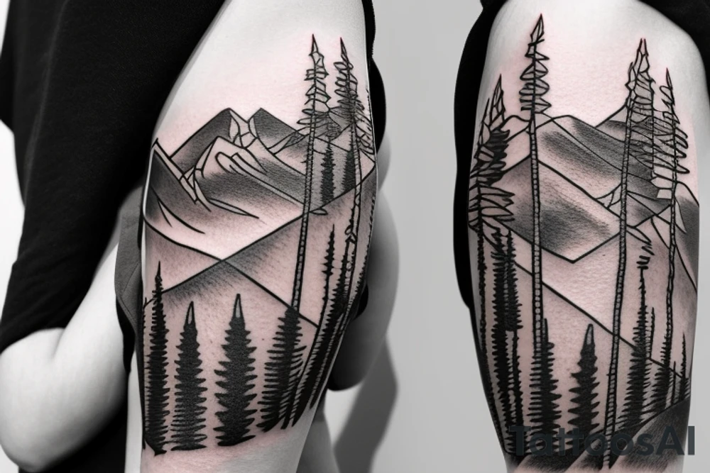 mountain road tattoo with a backpack tattoo idea