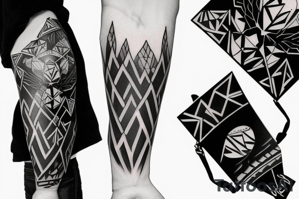 mountain road tattoo with a backpack tattoo idea