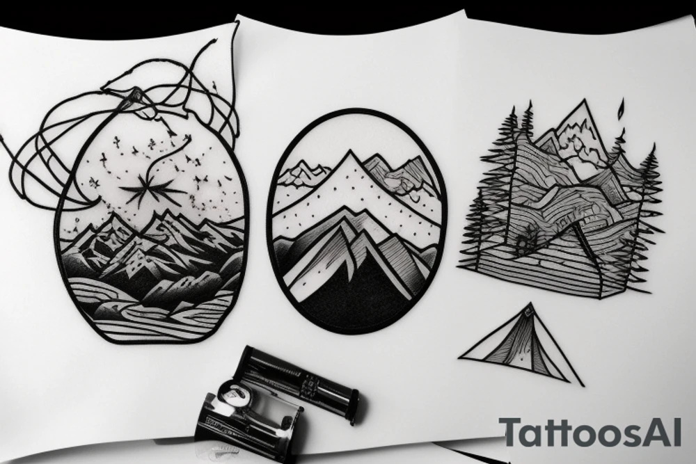 mountain road tattoo with a backpack tattoo idea