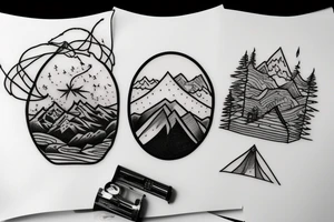 mountain road tattoo with a backpack tattoo idea