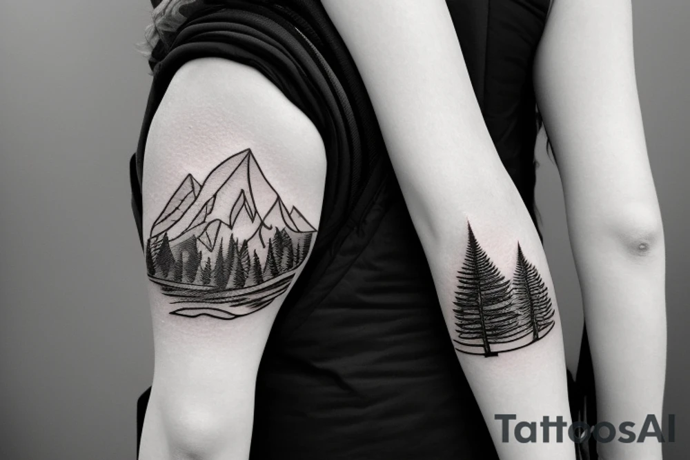 mountain road tattoo with a backpack tattoo idea