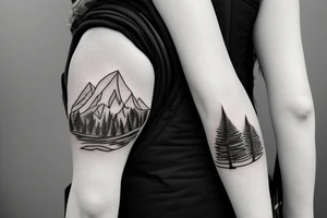 mountain road tattoo with a backpack tattoo idea