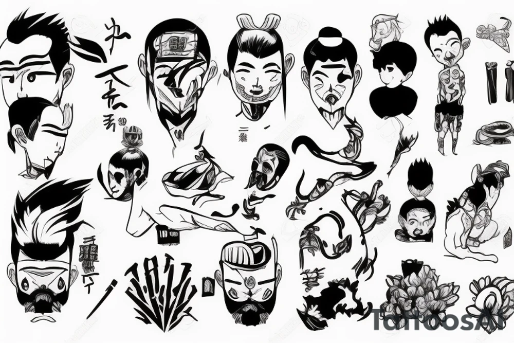A Japanese man charging a small male tattoo idea