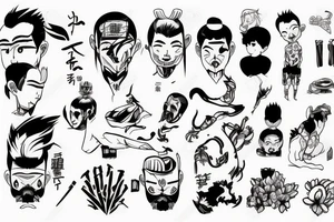 A Japanese man charging a small male tattoo idea