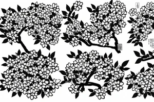 Japanese blossom tree. Left side blooming, right side death tattoo idea