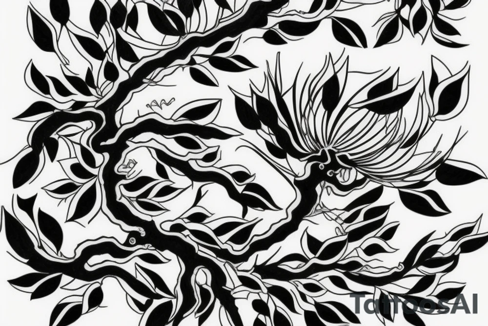 Japanese blossom tree. Left side blooming, right side death tattoo idea