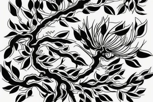 Japanese blossom tree. Left side blooming, right side death tattoo idea