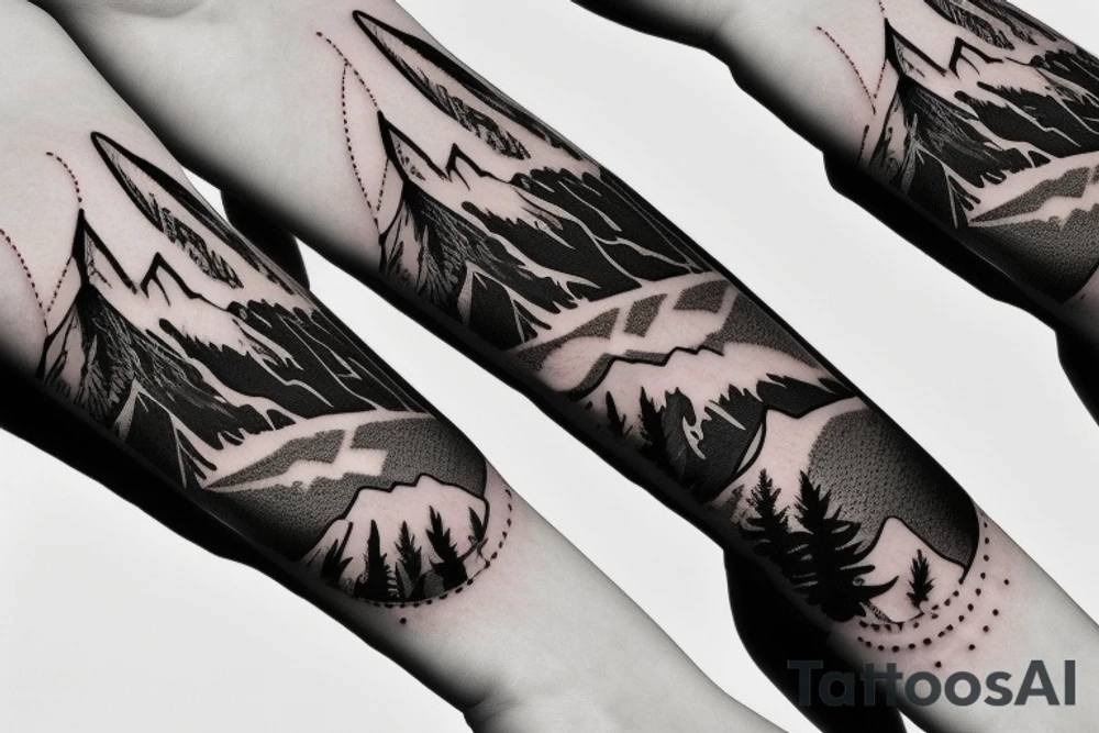 Mountains Nature Snowboard Bracelet tattoo idea