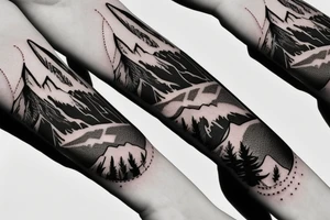 Mountains Nature Snowboard Bracelet tattoo idea