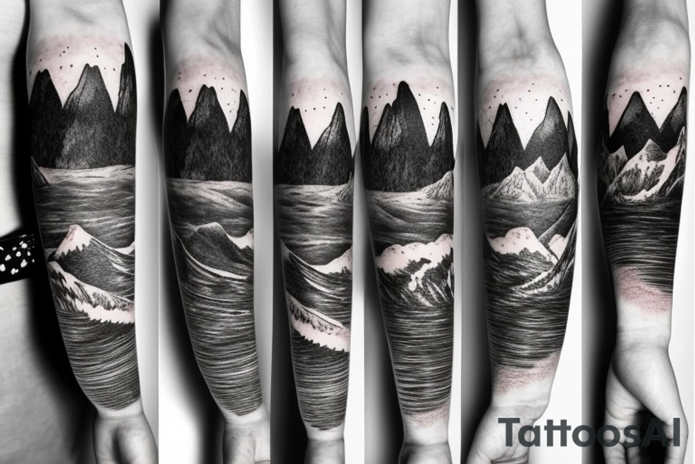 Mountains Nature Snowboard Bracelet tattoo idea