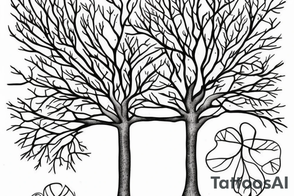 Tree without leaves from knee to toes tattoo idea