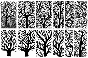 Tree without leaves from knee to toes tattoo idea