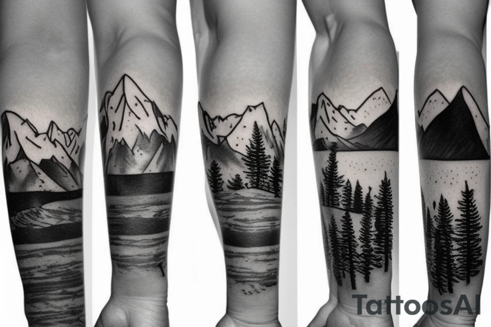 Mountains Nature Snowboard Bracelet tattoo idea