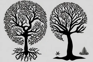 Tree without leaves from knee to toes tattoo idea