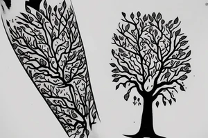 Tree without leaves from knee to toes tattoo idea