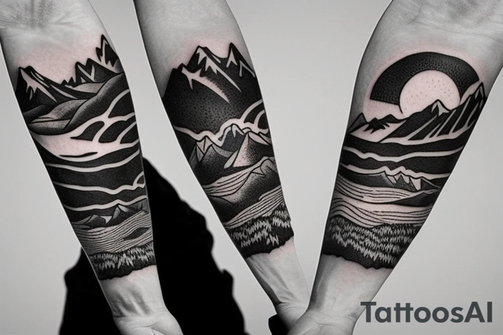 Mountains Nature Snowboard Bracelet tattoo idea Mountains Nature Snowboard Bracelet tattoo idea