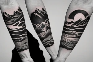 Mountains Nature Snowboard Bracelet tattoo idea