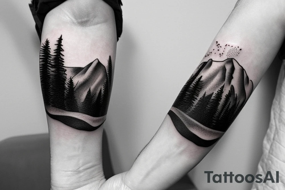 Mountains Nature Snowboard Bracelet tattoo idea Mountains Nature Snowboard Bracelet tattoo idea