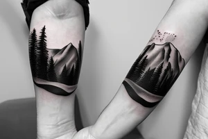 Mountains Nature Snowboard Bracelet tattoo idea