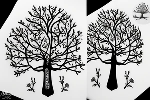 caal tree from knee to toes tattoo idea