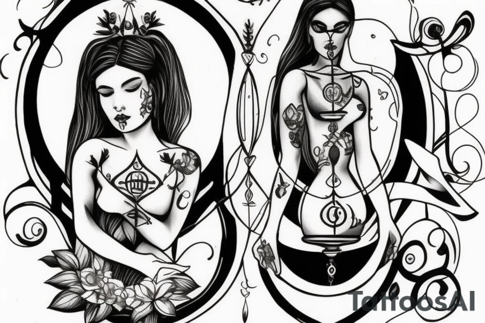 A geek goddess holding an hourglass tattoo idea