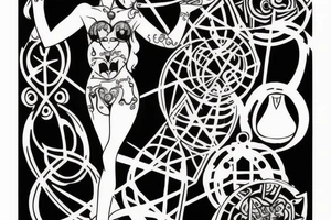 A geek goddess holding an hourglass tattoo idea