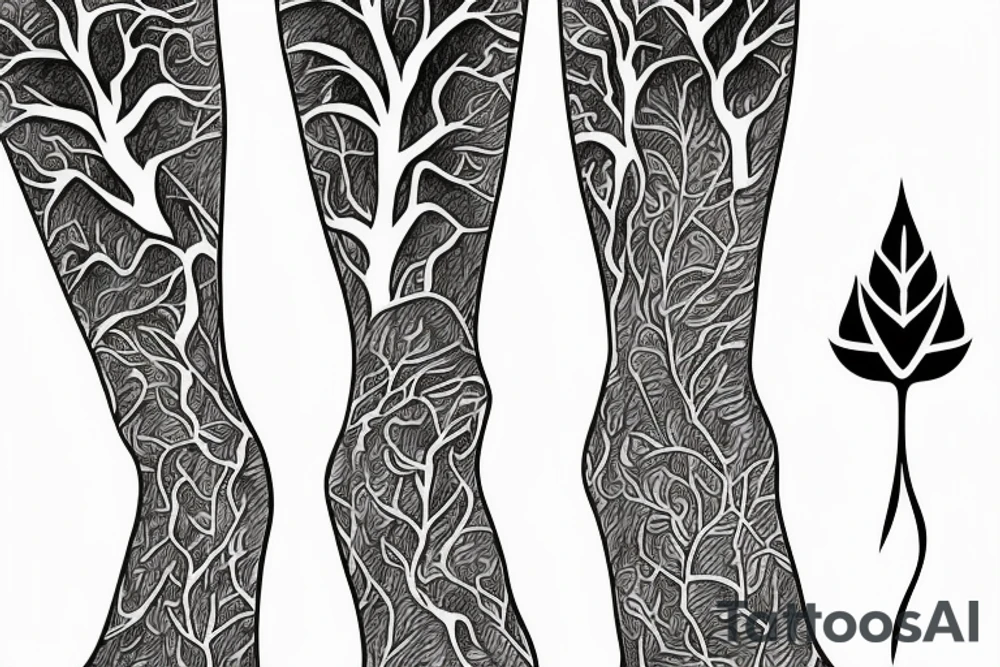caal tree from knee to toes tattoo idea