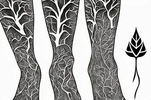 caal tree from knee to toes tattoo idea