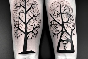 caal tree from knee to toes tattoo idea