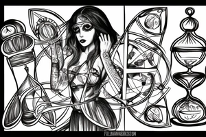 A geek goddess holding an hourglass tattoo idea