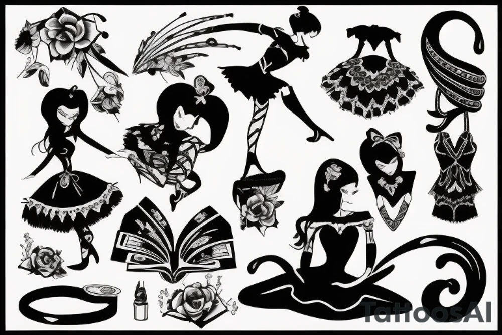 Goth Ballerina reading tattoo idea