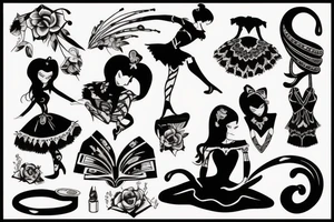 Goth Ballerina reading tattoo idea
