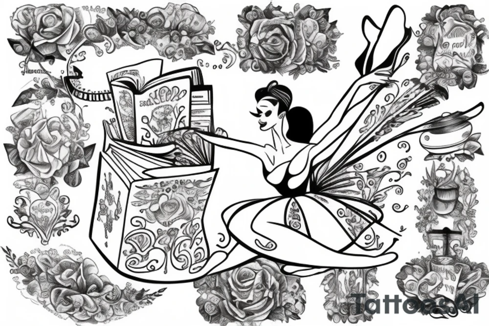 Ballerina reading tattoo idea
